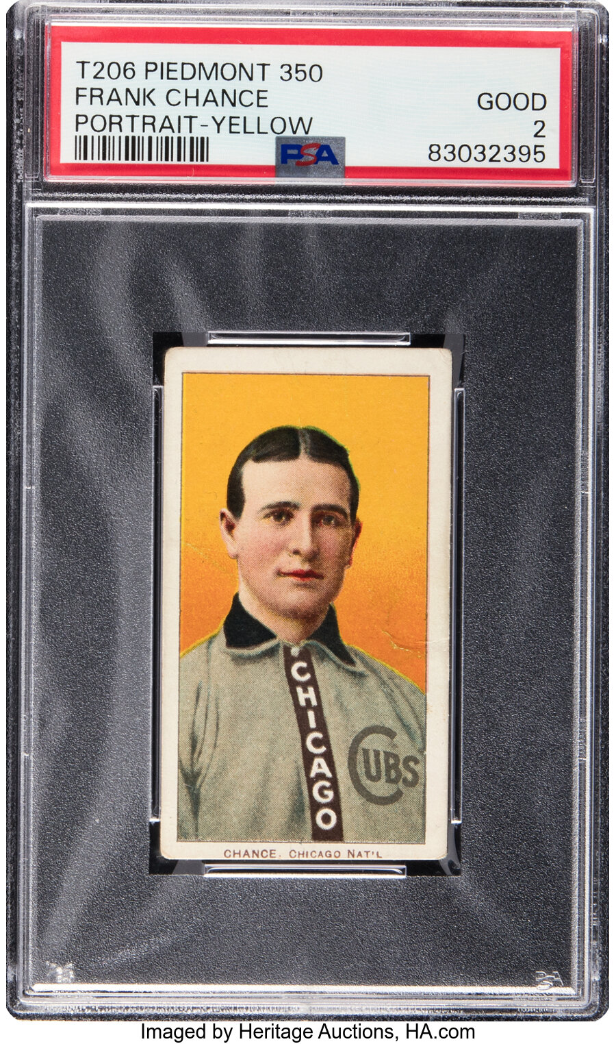 1909-11 T206 Piedmont 350 Frank Chance (Portrait - Yellow) PSA Good 2 - From The Ramsburg Collection