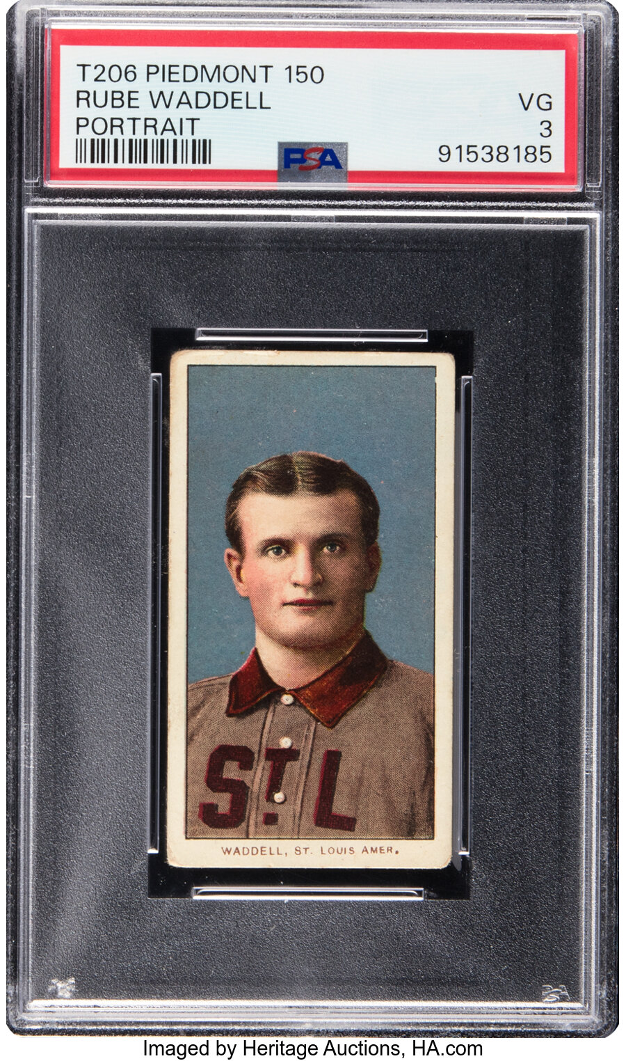 1909-11 T206 Piedmont 150 Rube Waddell (Portrait) PSA VG 3