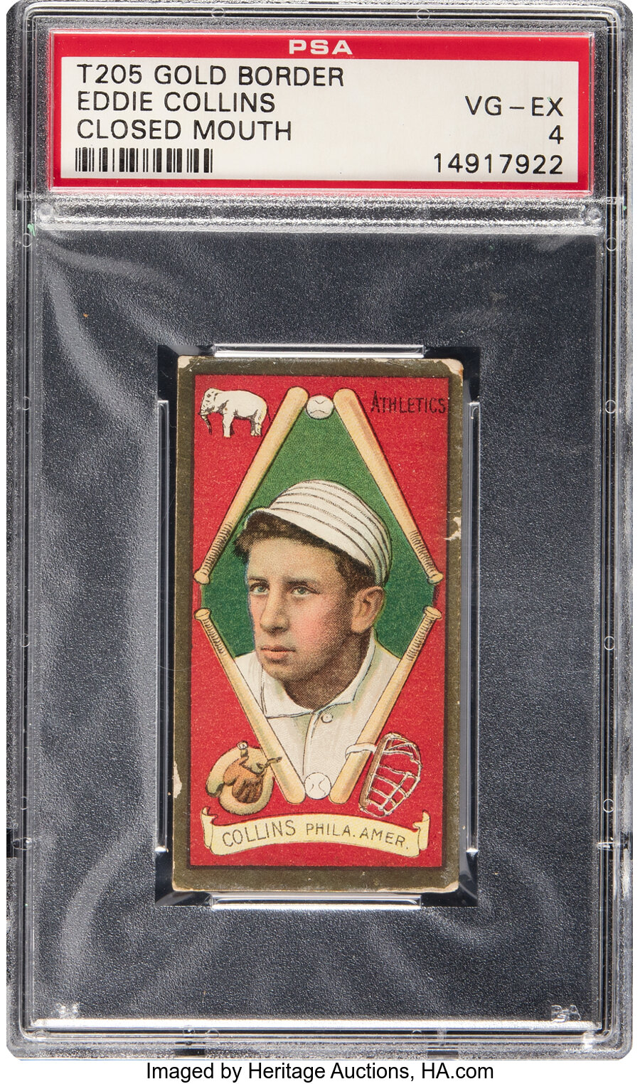 1911 T205 Piedmont Eddie Collins (Closed Mouth) PSA VG-EX 4