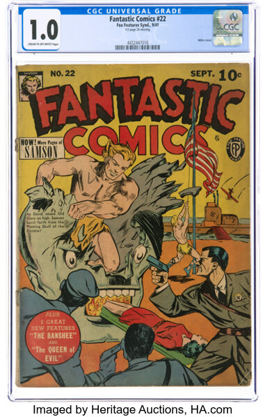 Fantastic Comics #22 (Fox, 1941) CGC FR 1.0 Cream to off-white pages....