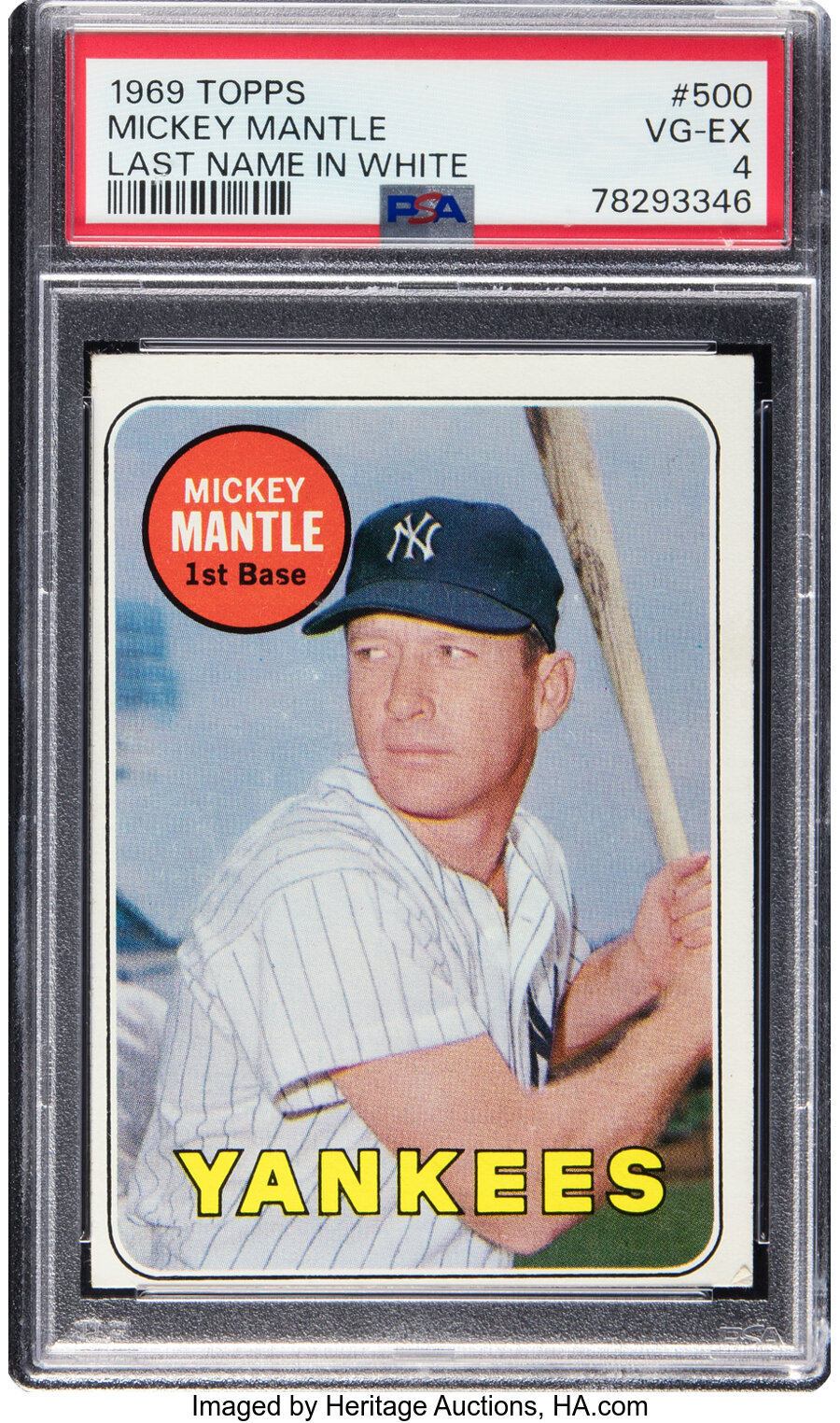 1969 Topps Mickey Mantle (Last Name In White) #500 PSA VG-EX 4