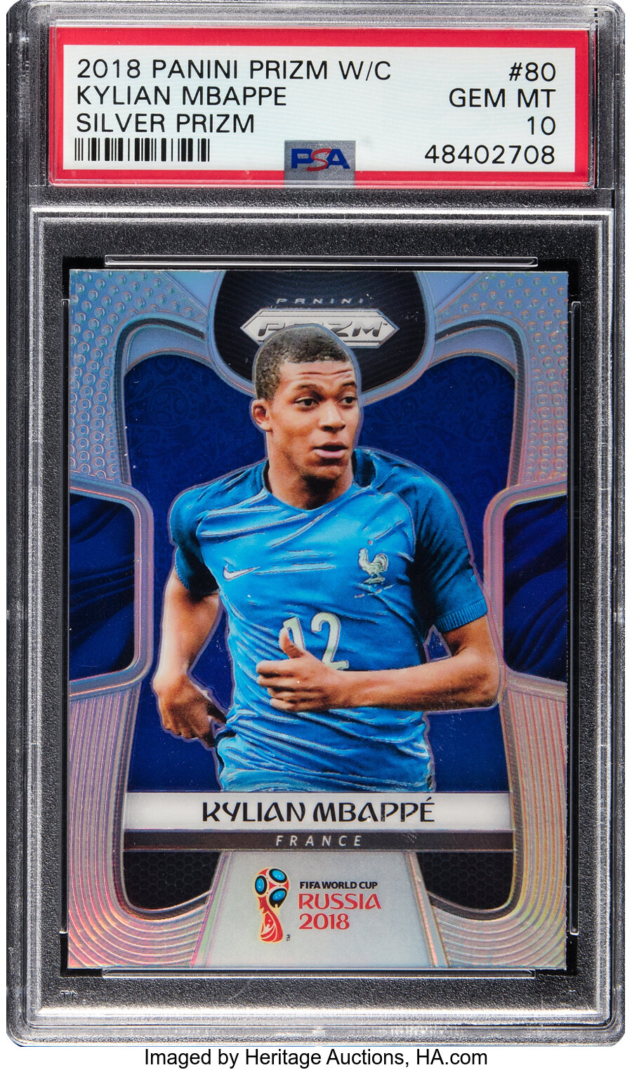 2018 Panini Prizm World Cup Kylian Mbappe (Silver Prizm) #80 PSA Gem Mint 10