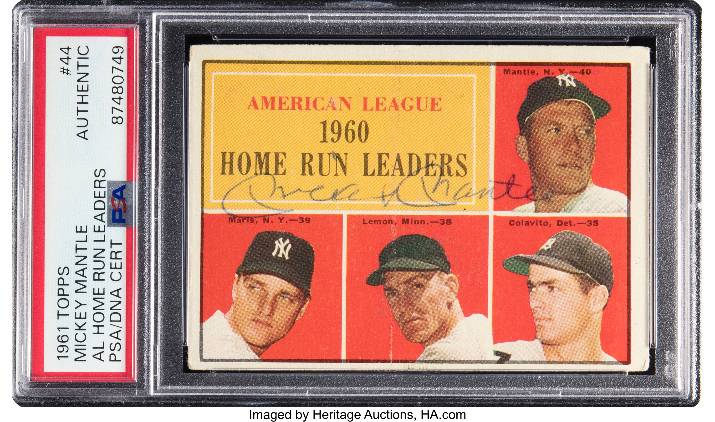 Signed 1961 Topps AL Home Run Leaders #44 PSA Authentic, PSA/DNA | Lot ...