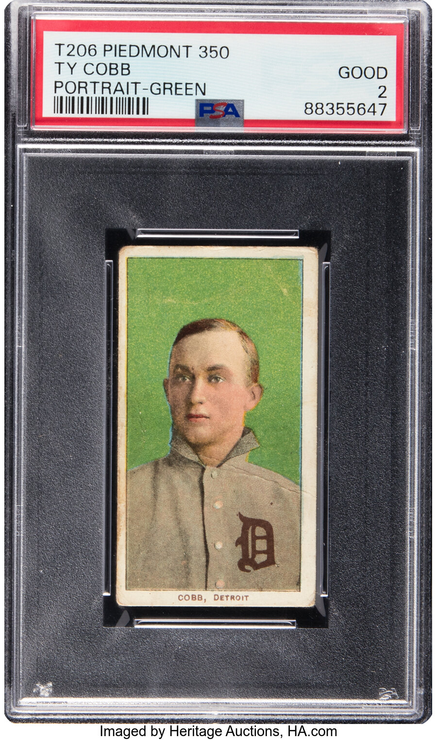 1909-11 T206 Piedmont 350 Ty Cobb (Portrait Green) PSA Good 2 - From a New to the Hobby Collection