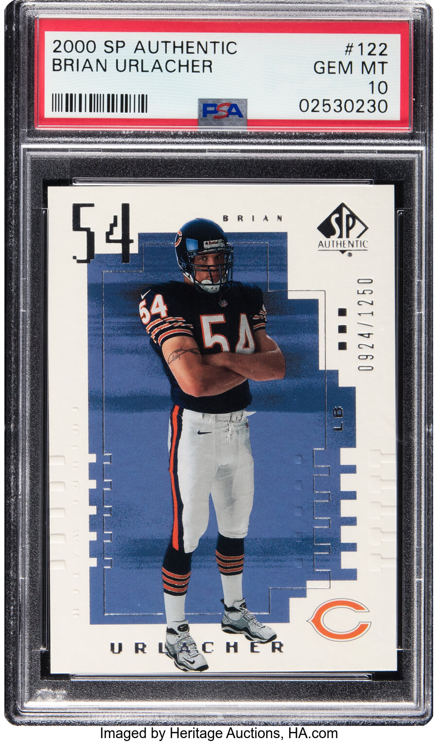 2000 Upper Deck SP Authentic Brian Urlacher Rookie #122 PSA Gem Mint 10