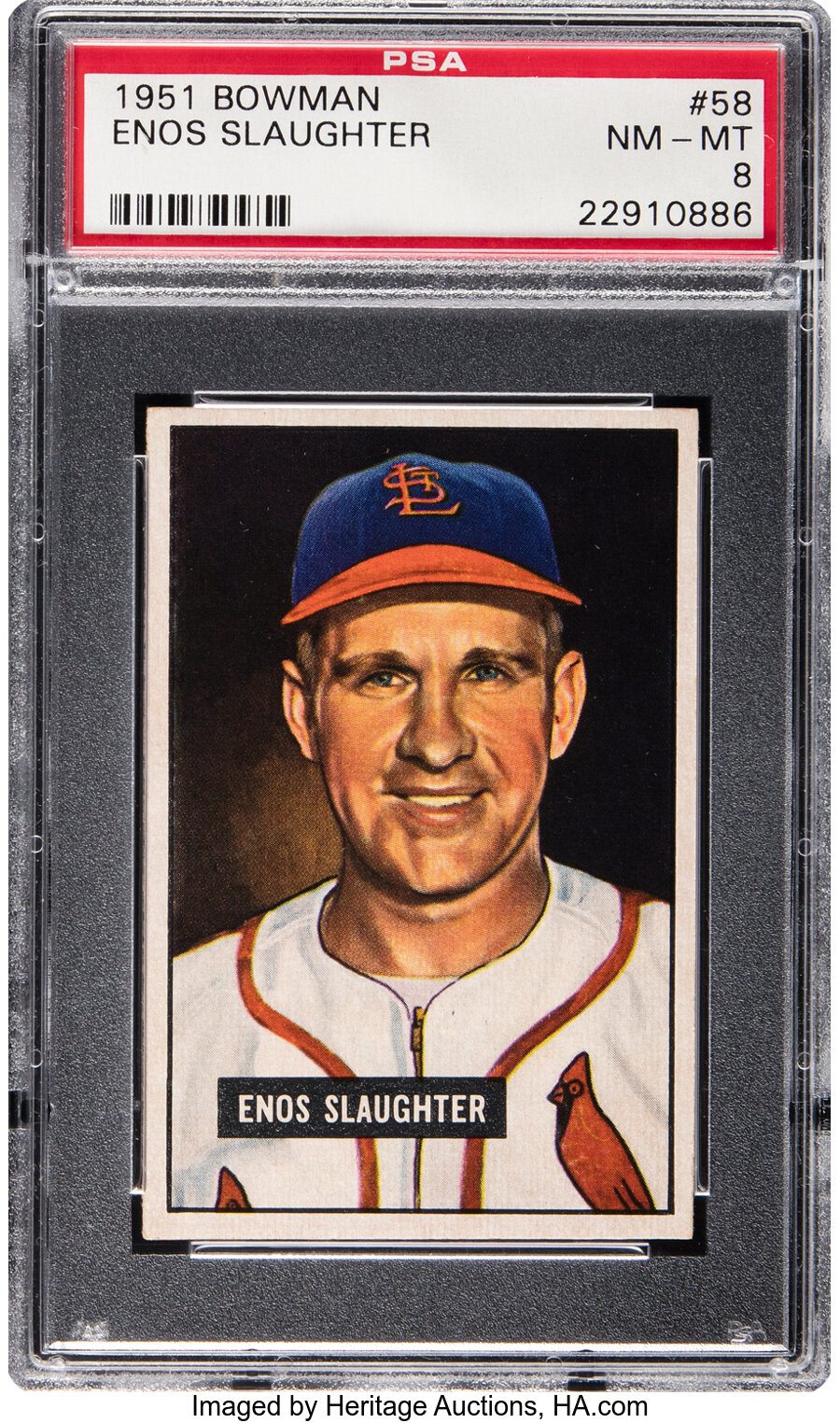 1951 Bowman Enos Slaughter #58 PSA NM-MT 8