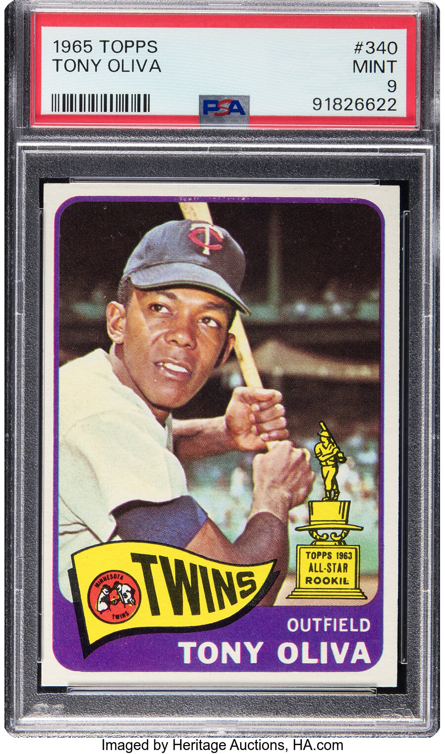 1965 Topps Tony Oliva Rookie #340 PSA Mint 9 - Only One Higher!