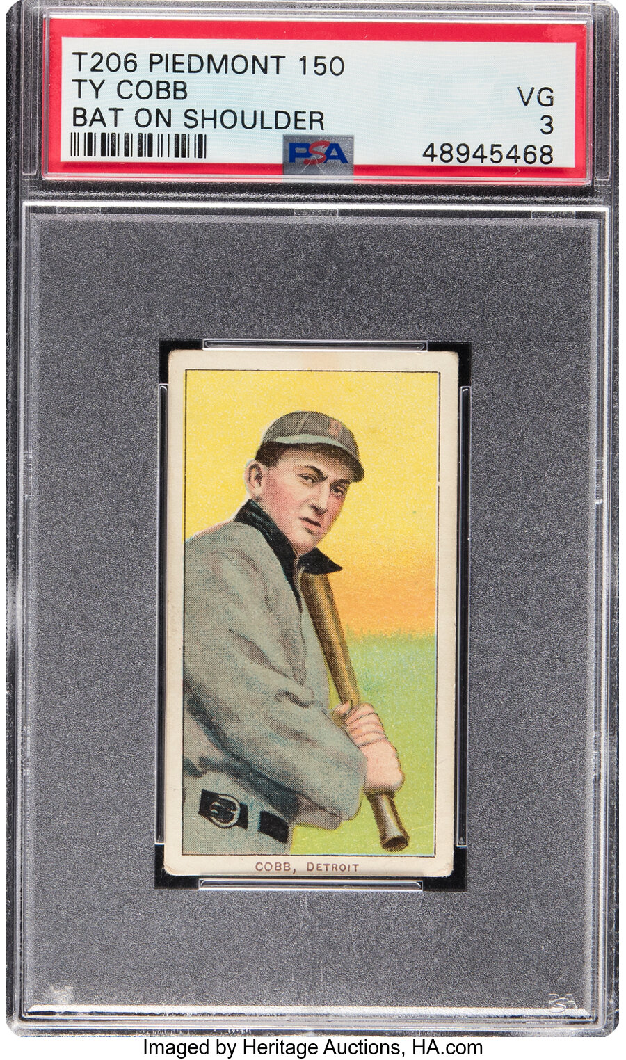 1909-11 T206 Piedmont 150 Ty Cobb (Bat On Shoulder) PSA VG 3