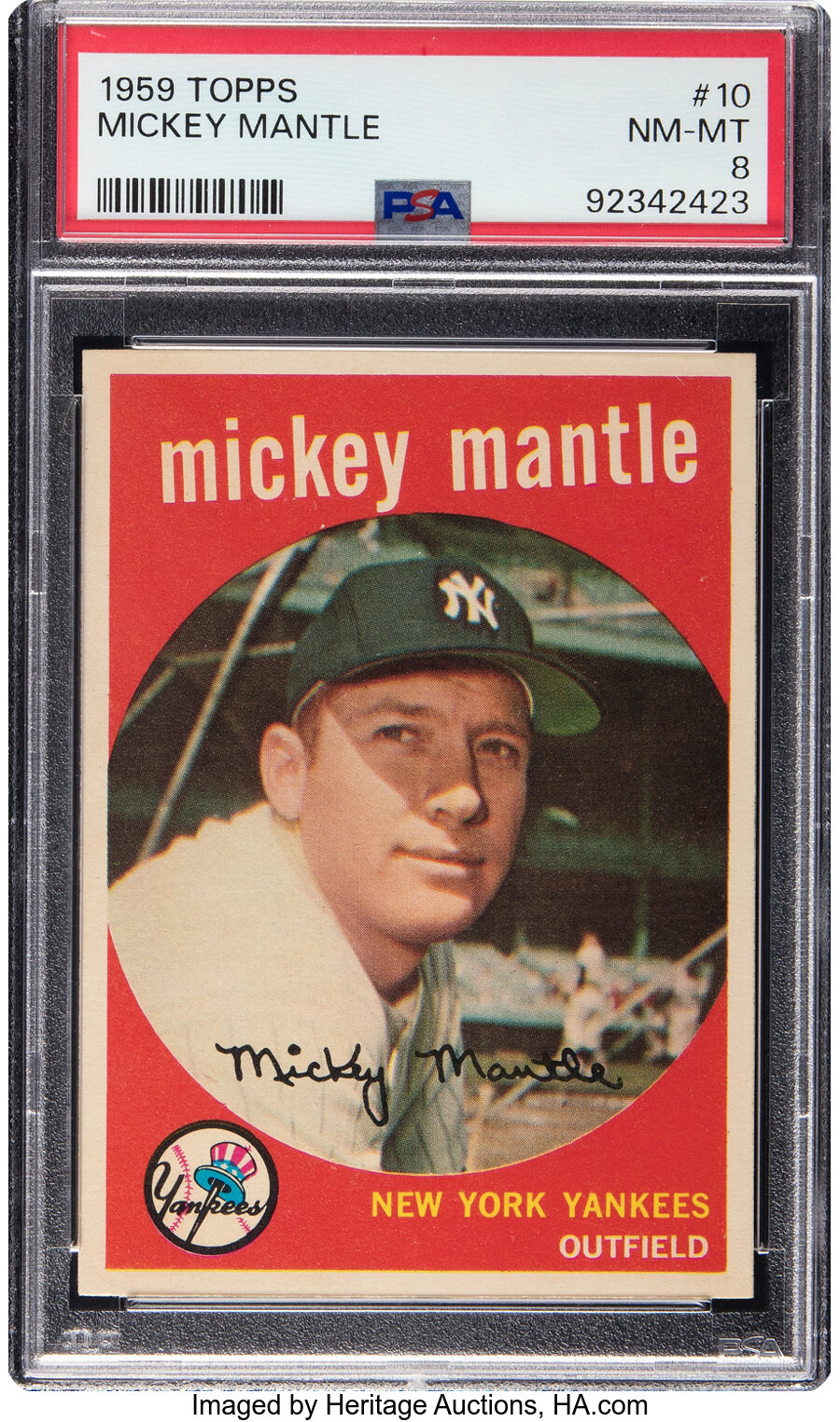 1959 Topps Mickey Mantle #10 PSA NM-MT 8