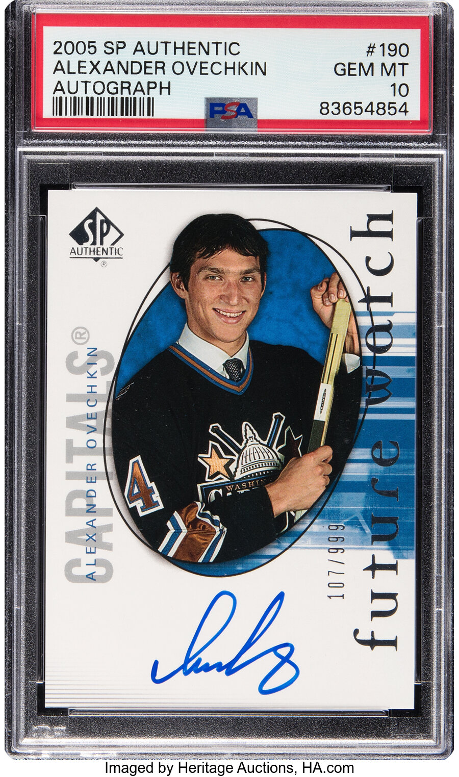 2005 Upper Deck SP Authentic Alexander Ovechkin (Autograph) Rookie #190 PSA Gem Mint 10 - #'d 107/999