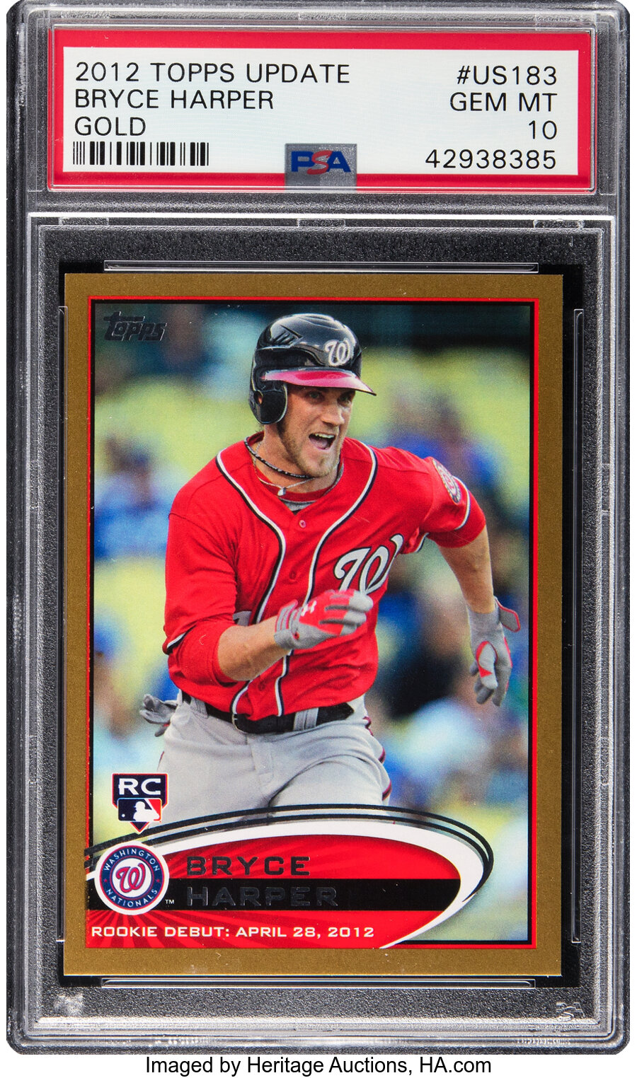 2012 Topps Update Bryce Harper (Gold) Rookie #US183 PSA Gem Mint 10 - #'d 1846/2012