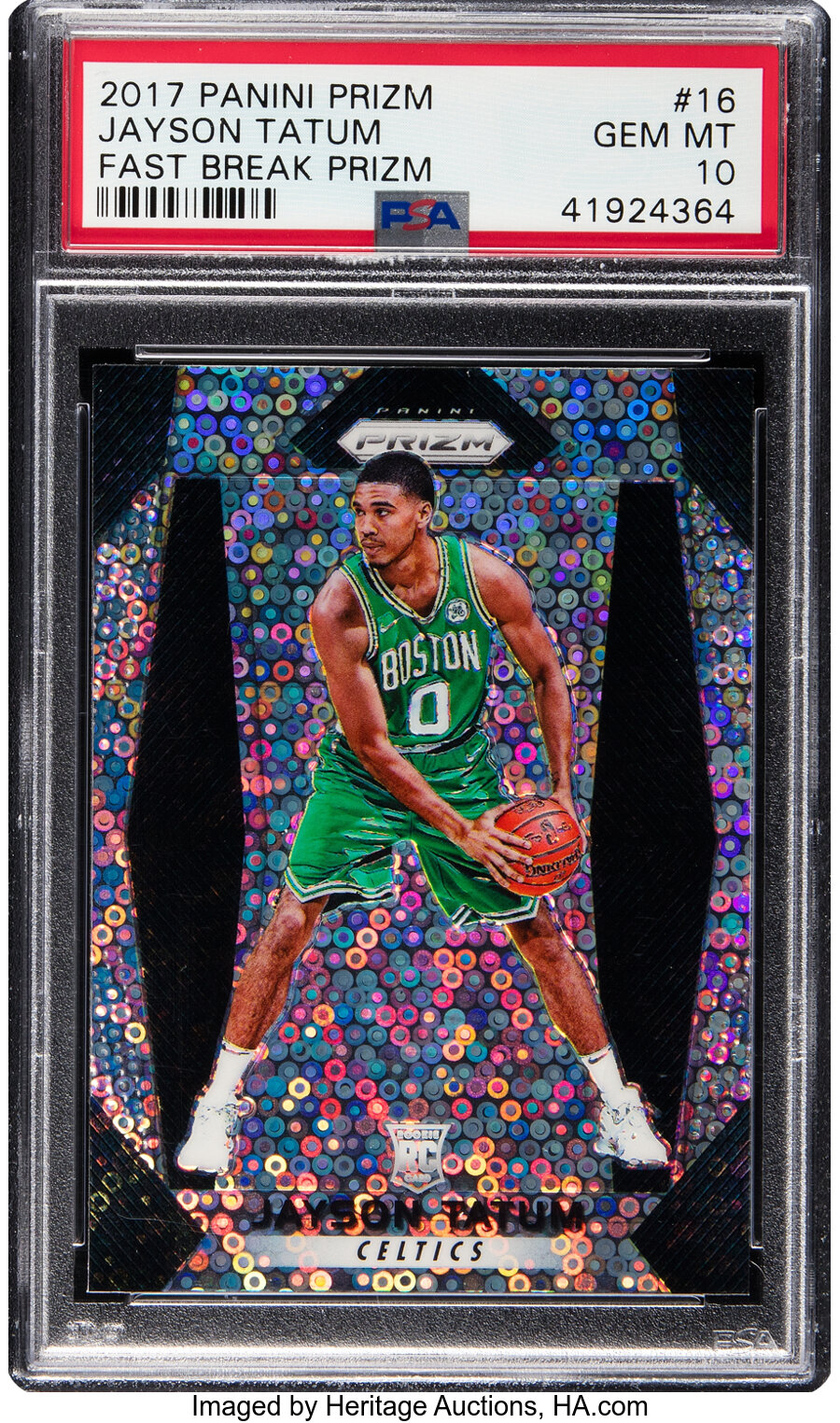 2017 Panini Prizm Jayson Tatum (Fast Break Prizm) Rookie #16 PSA Gem Mint 10