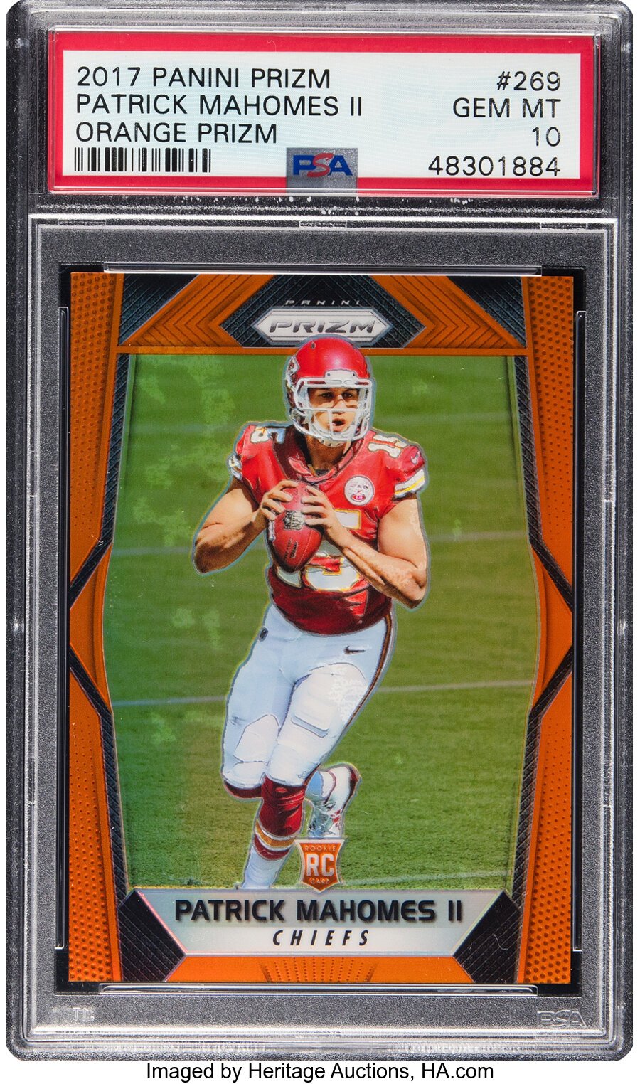 2017 Panini Prizm Patrick Mahomes II (Orange Prizm) Rookie #269 PSA Gem Mint 10 - #'d 095/275