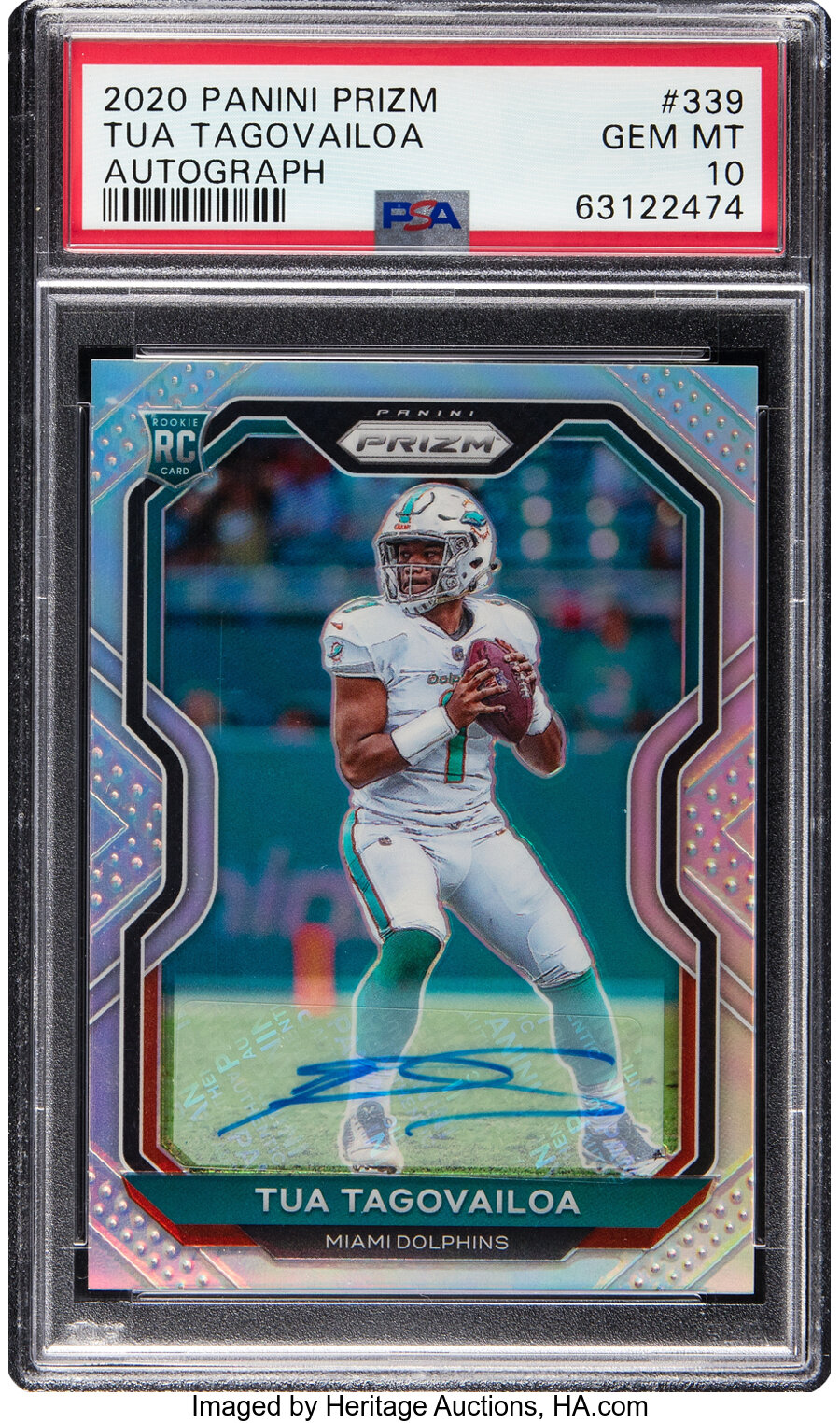 2020 Panini Prizm Tua Tagovailoa (Autograph) Rookie #339 PSA Gem Mint 10