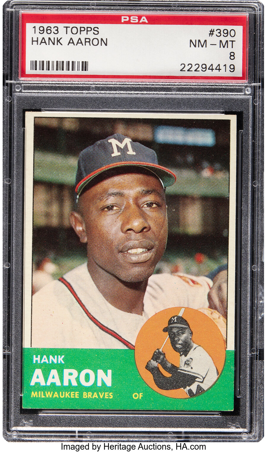 1963 Topps Hank Aaron #390 PSA NM-MT 8