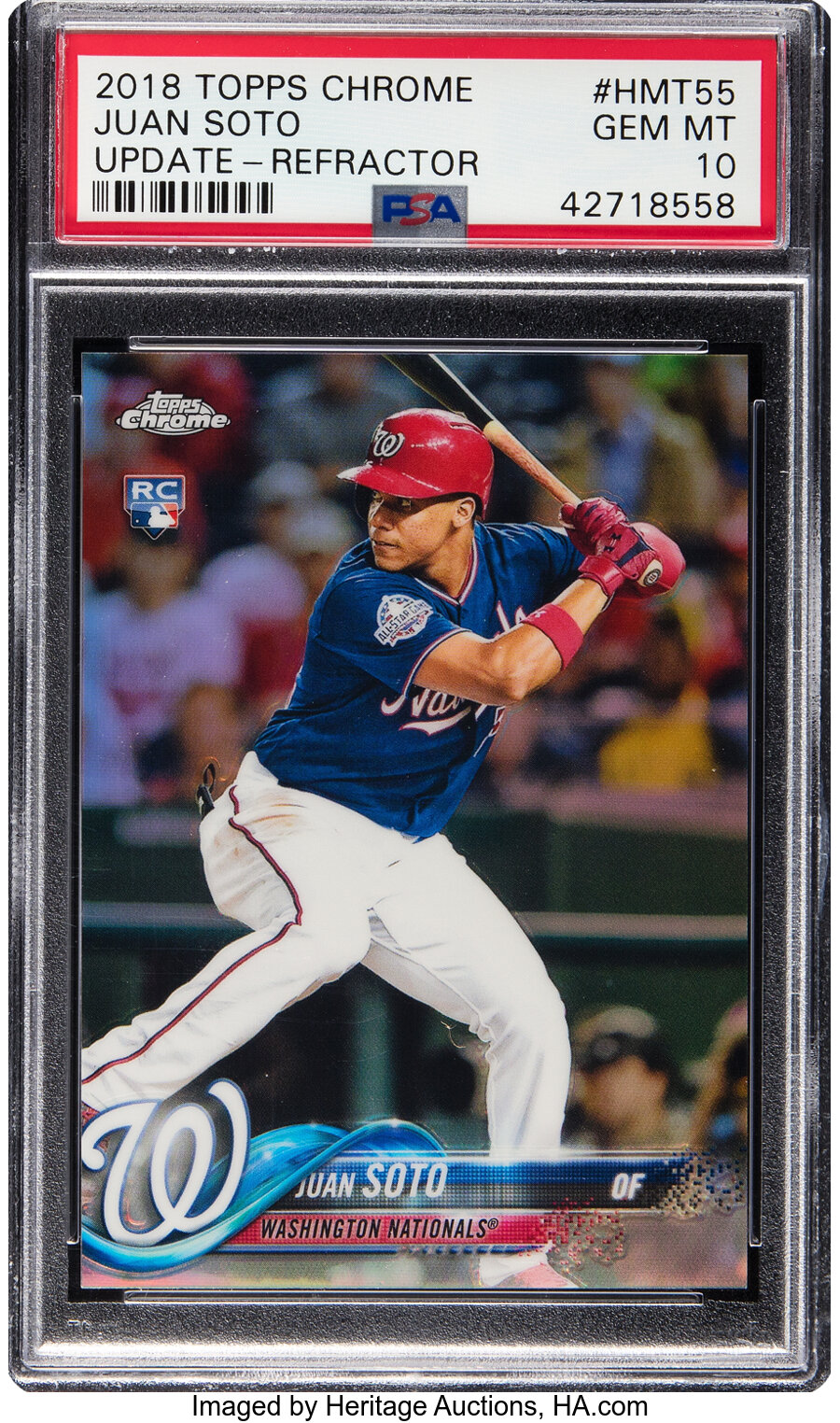 2018 Topps Chrome Juan Soto (Update-Refractor) Rookie #HMT55 PSA Gem Mint 10 - #'d 071/250