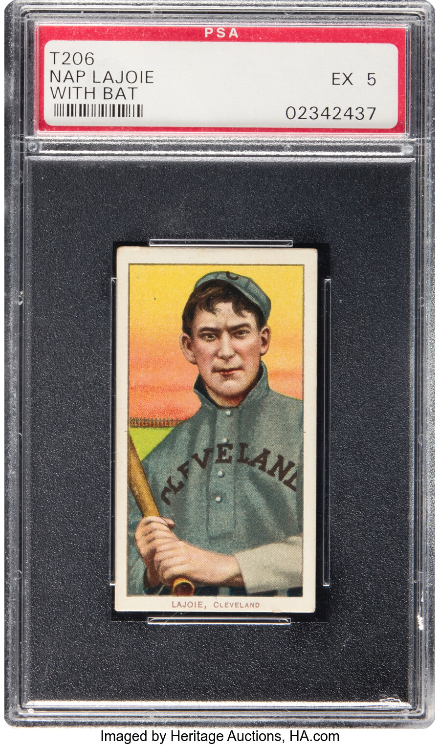 1909-11 T206 Sweet Caporal 350/30 Napoleon Lajoie (With Bat) PSA EX 5