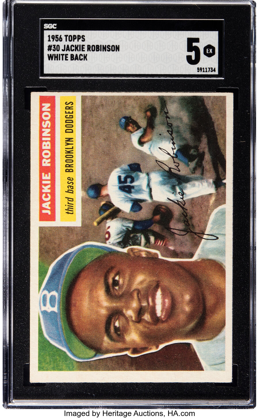 1956 Topps Jackie Robinson (White Back) #30 SGC EX 5