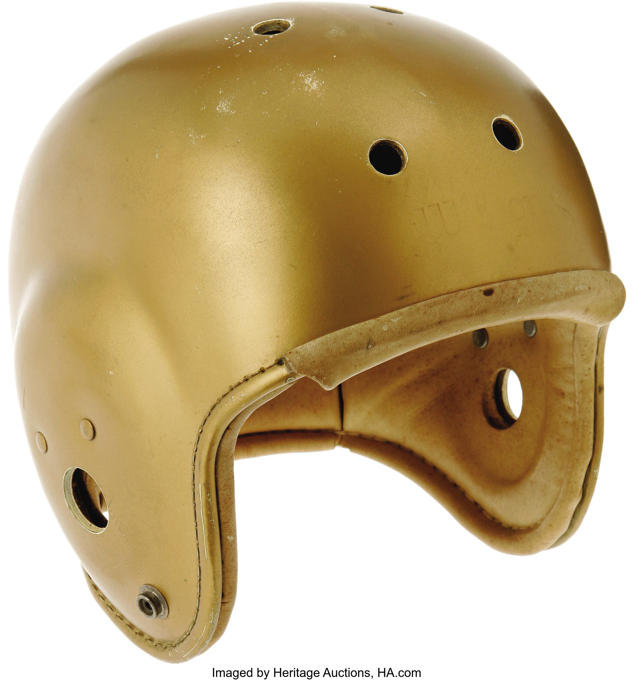 Early to Mid-1950's Notre Dame Game Worn Helmet. Golden Riddell, Lot  #19945