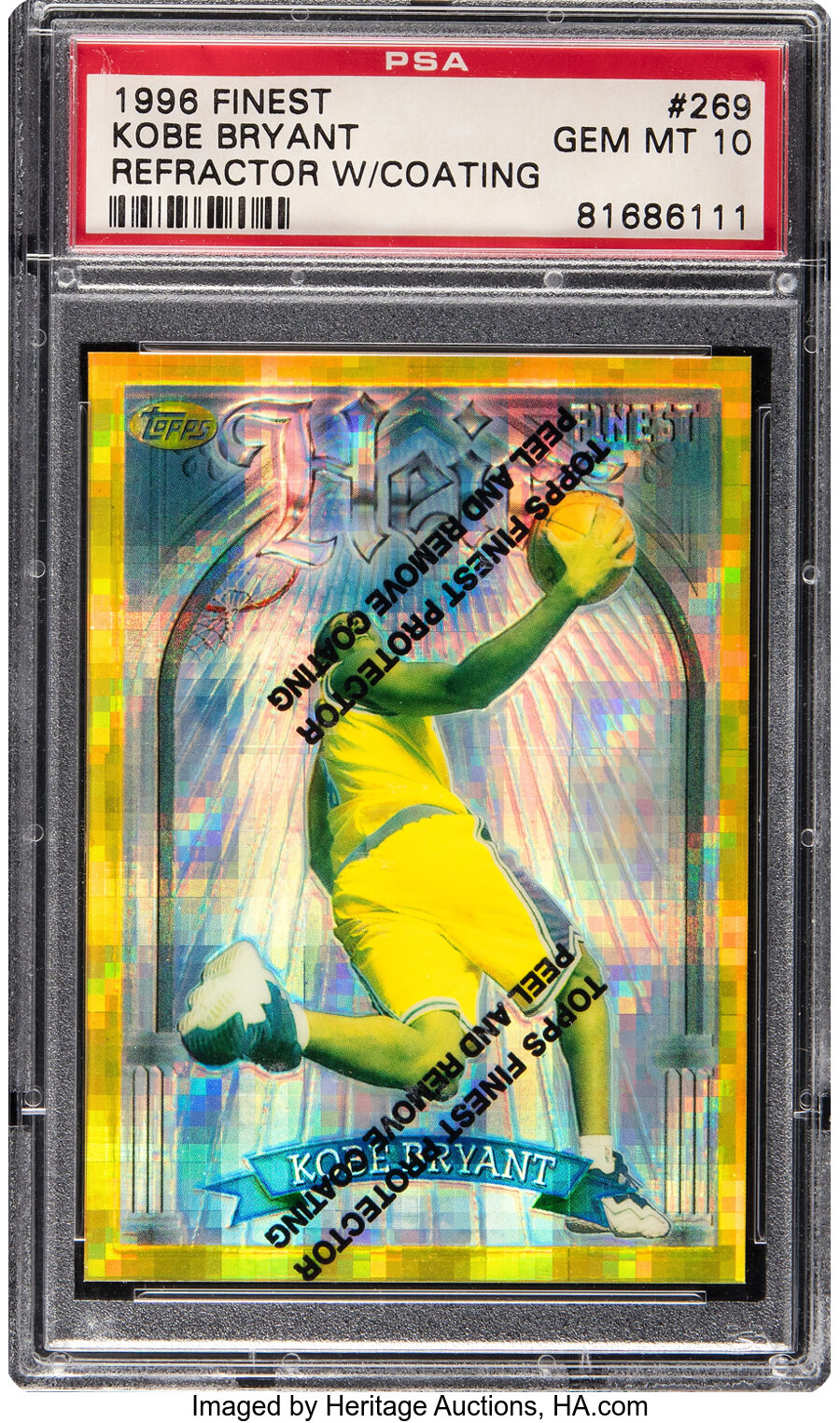 1996 Topps Finest Kobe Bryant (Refractor with Coating) Rookie #269 PSA Gem Mint 10