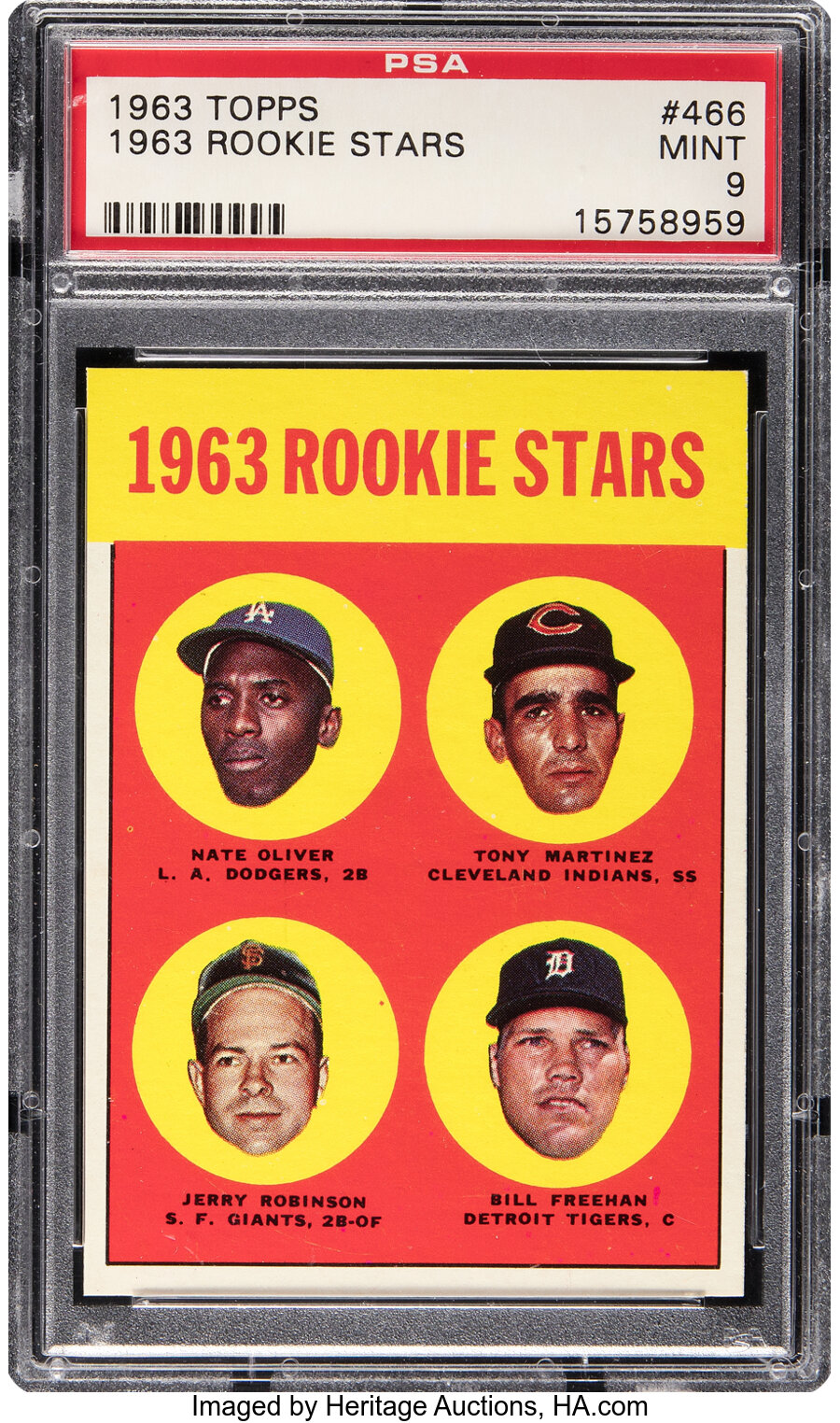 1963 Topps Bill Freehan - 1963 Rookie Stars #466 PSA Mint 9 - Two Higher!