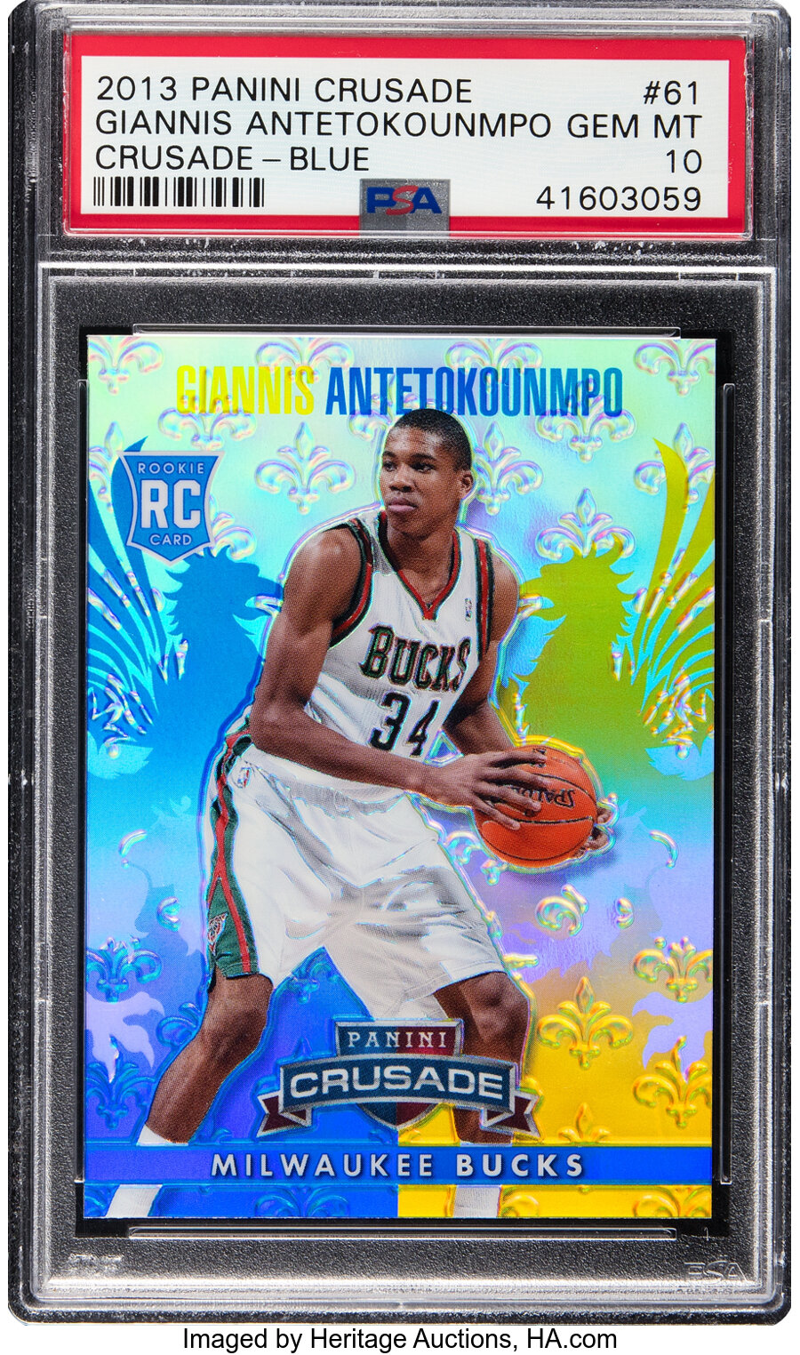 2013 Panini Crusade Giannis Antetokounmpo (Crusade-Blue) Rookie #61 PSA Gem Mint 10