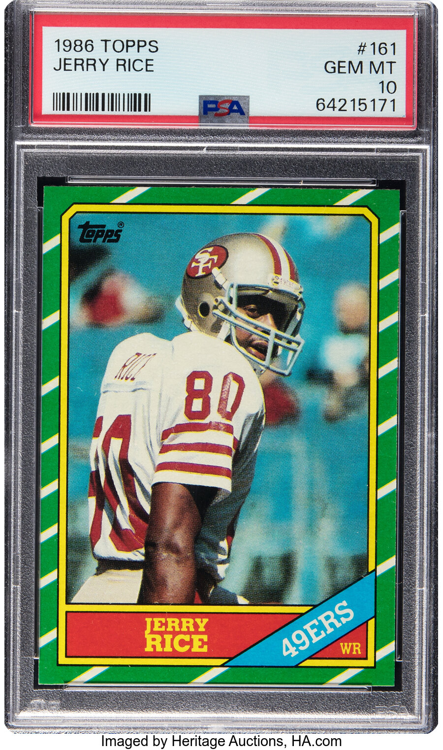 1986 Topps Jerry Rice Rookie #161 PSA Gem Mint 10