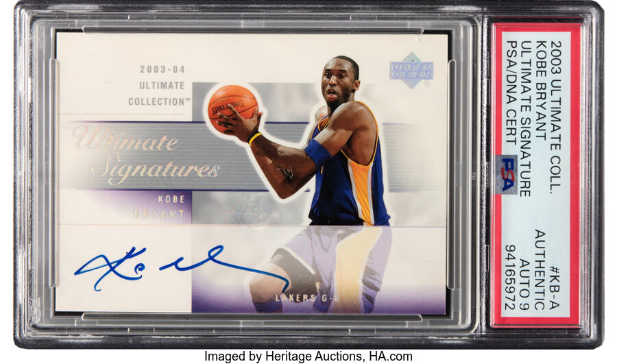 2003 Upper Deck Ultimate Collection Kobe Bryant (Ultimate Signature) #KB-A PSA Authentic, PSA/DNA Auto 9 - From the Yeow Exqui