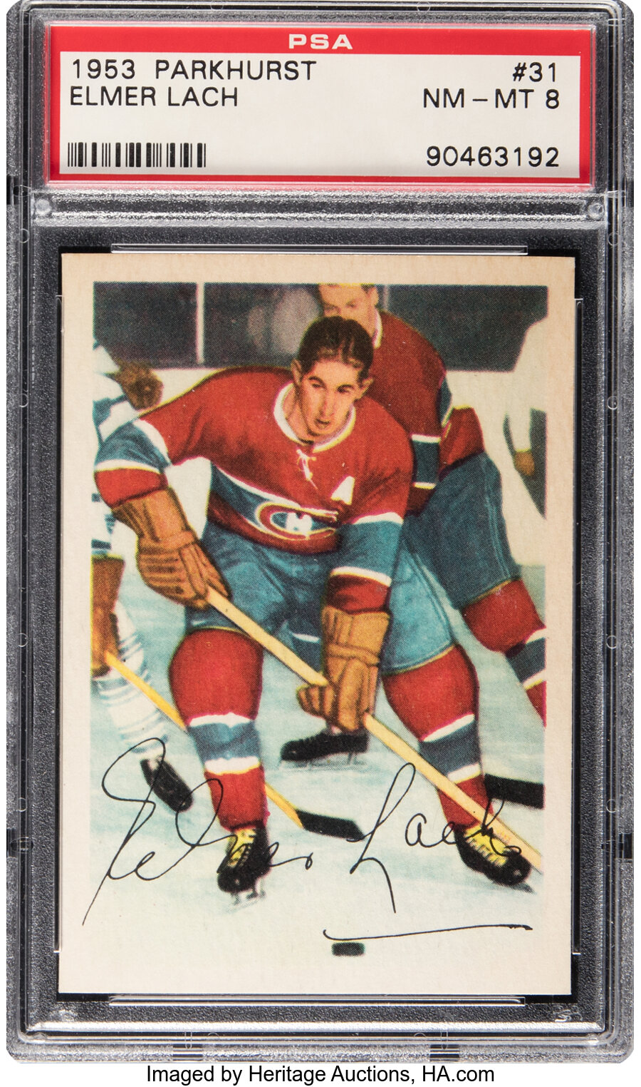 1953 Parkhurst Elmer Lach #31 PSA NM-MT 8