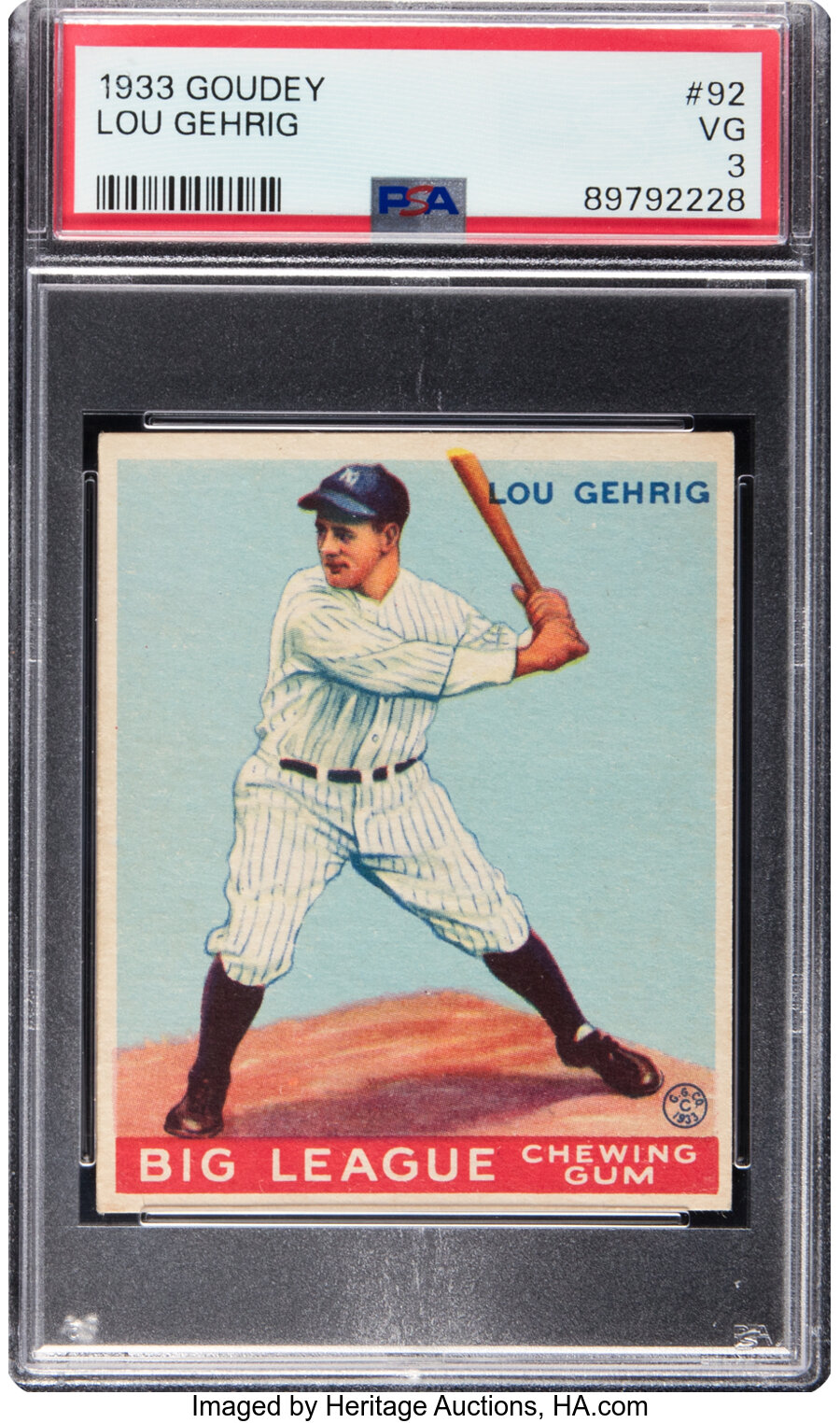 1933 Goudey Lou Gehrig #92 PSA VG 3