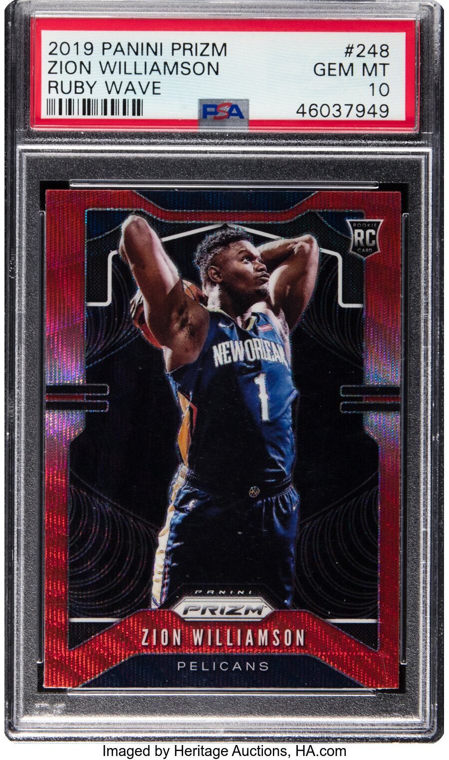 2019 Panini Prizm Zion Williamson (Ruby Wave) #248 PSA Gem Mint 10