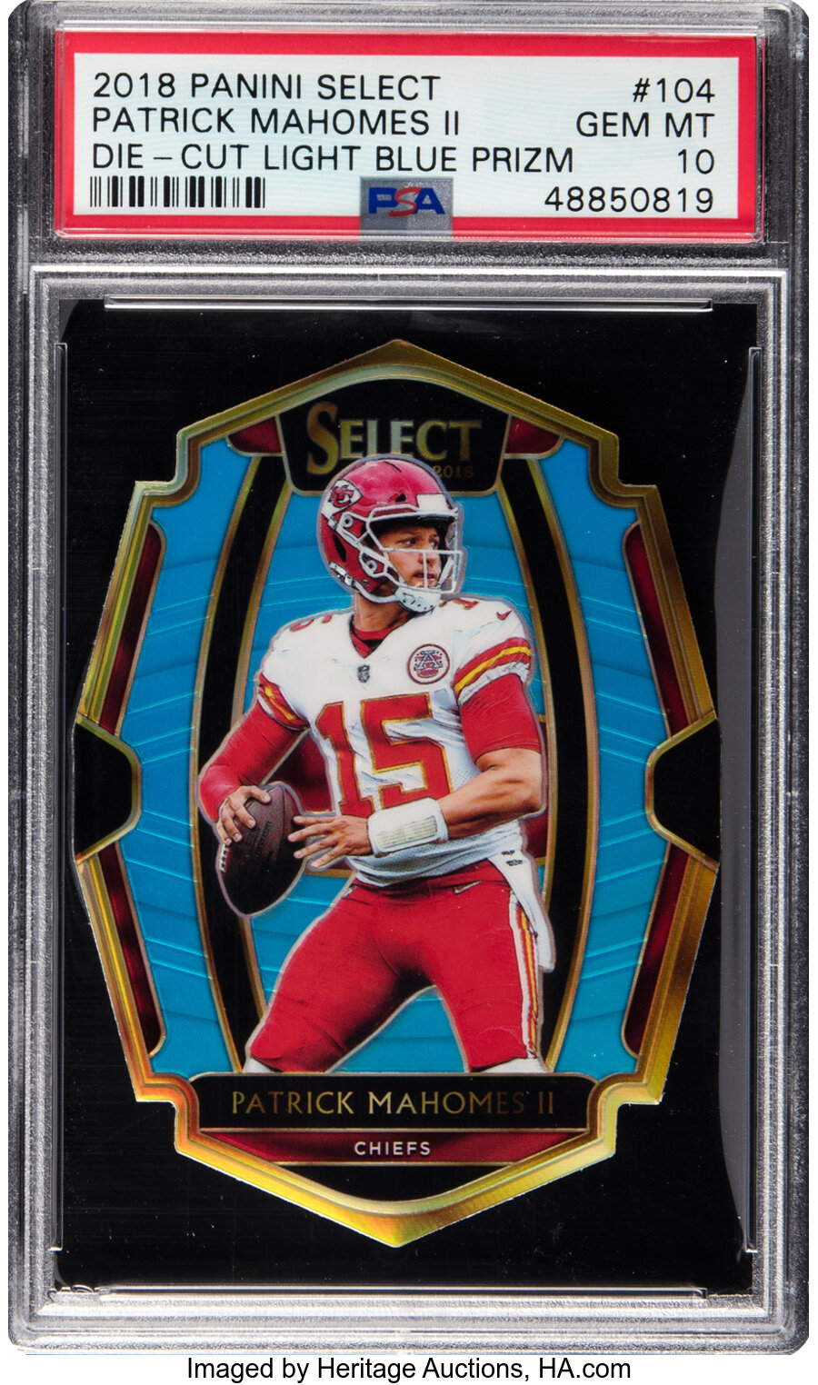 2018 Panini Select Patrick Mahomes II (Die-Cut Light Blue Prizm) #104 PSA Gem Mint 10 - Serial #'d 60/99