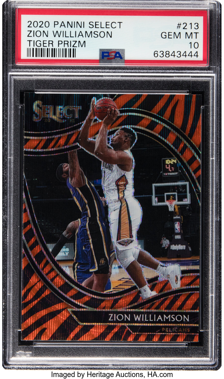 2020 Panini Select Zion Williamson (Tiger Prizm) #213 PSA Gem Mint 10