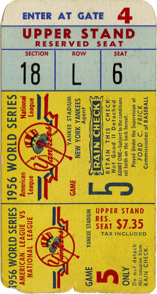 October 8. 1956 World Series Game 5 Don Larsen's Perfect Game