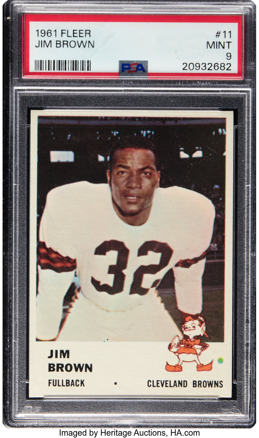 1961 Fleer Jim Brown #11 PSA Mint 9 - Only Two Higher!