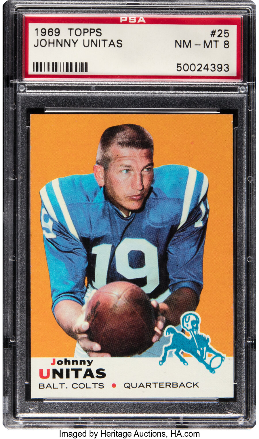 1969 Topps Johnny Unitas #25 PSA NM-MT 8