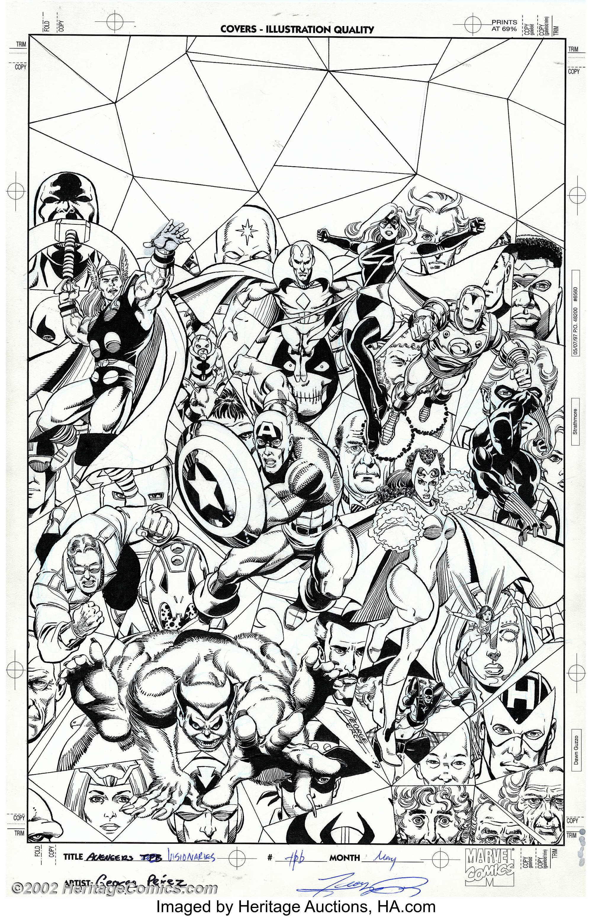 George Perez - Original Cover Art for Avengers Visionaries Trade | Lot ...