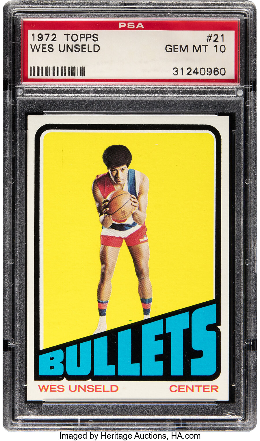 1972 Topps Wes Unseld #21 PSA Gem Mint 10 - Pop One!