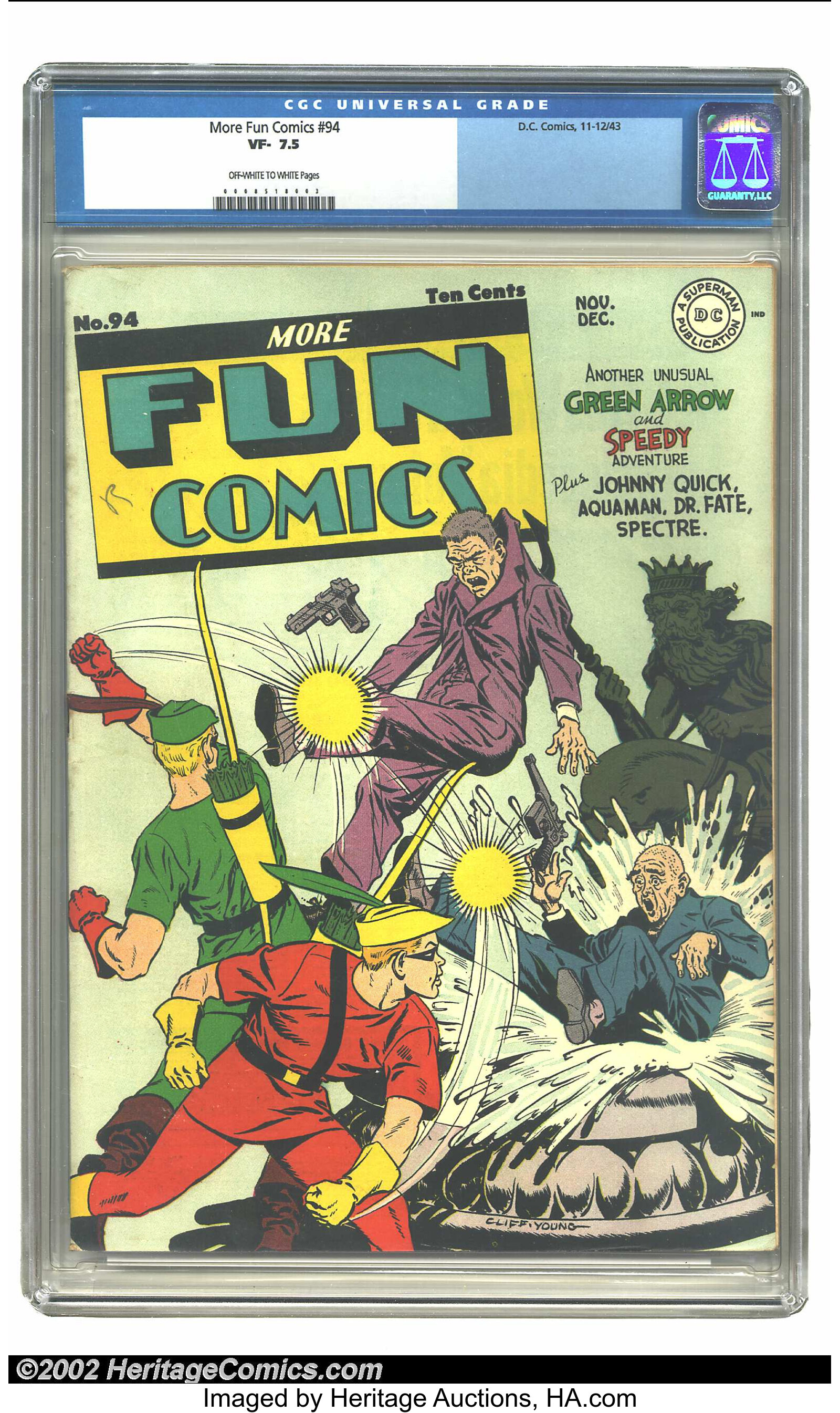 More Fun Comics #94 (DC, 1943) CGC VF- 7.5 Off-white to white pages., Lot  #7836