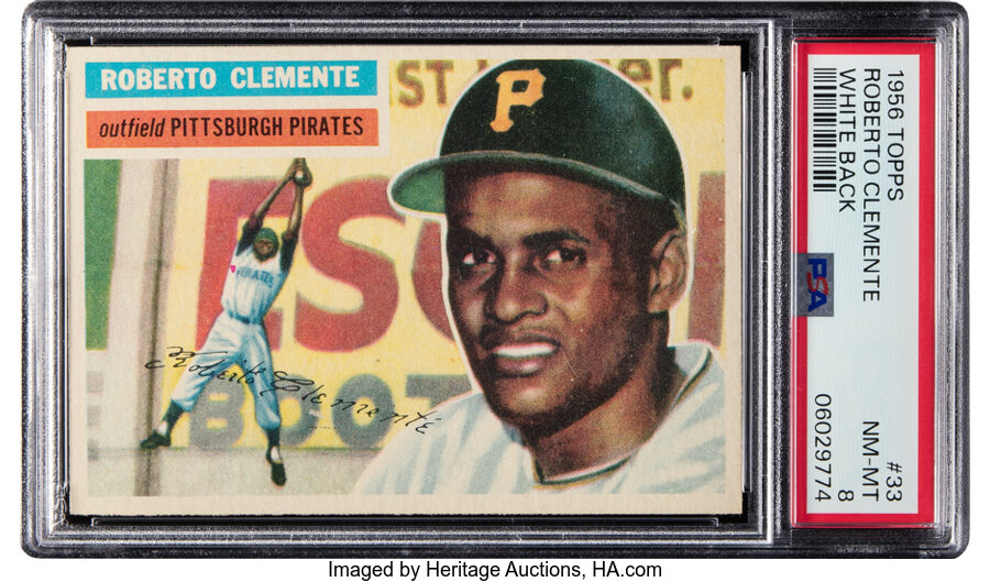 1956 Topps Roberto Clemente (White Back) #33 PSA NM-MT 8