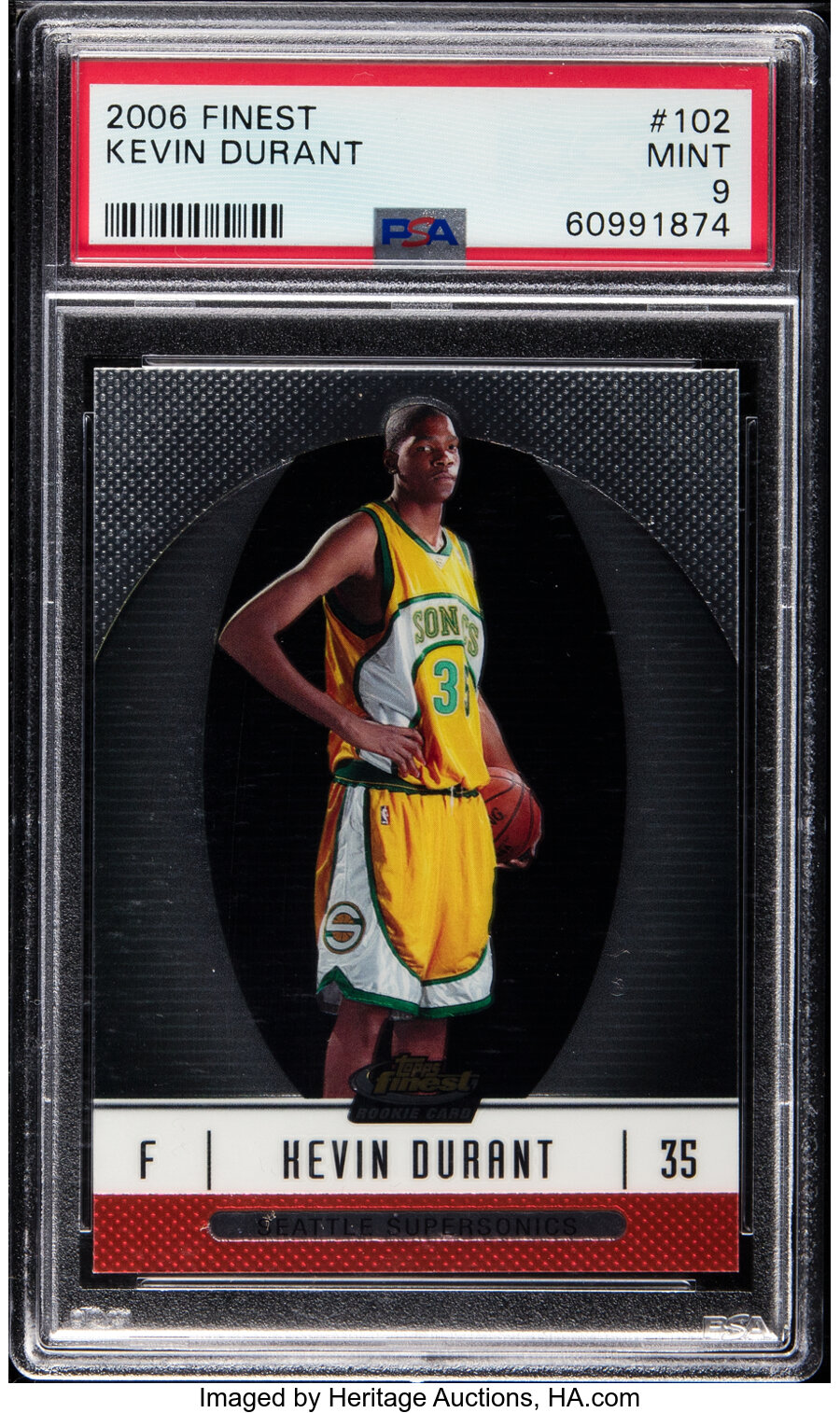 2006 Topps Finest Kevin Durant #102 PSA Mint 9 - Serial #'d 490/539