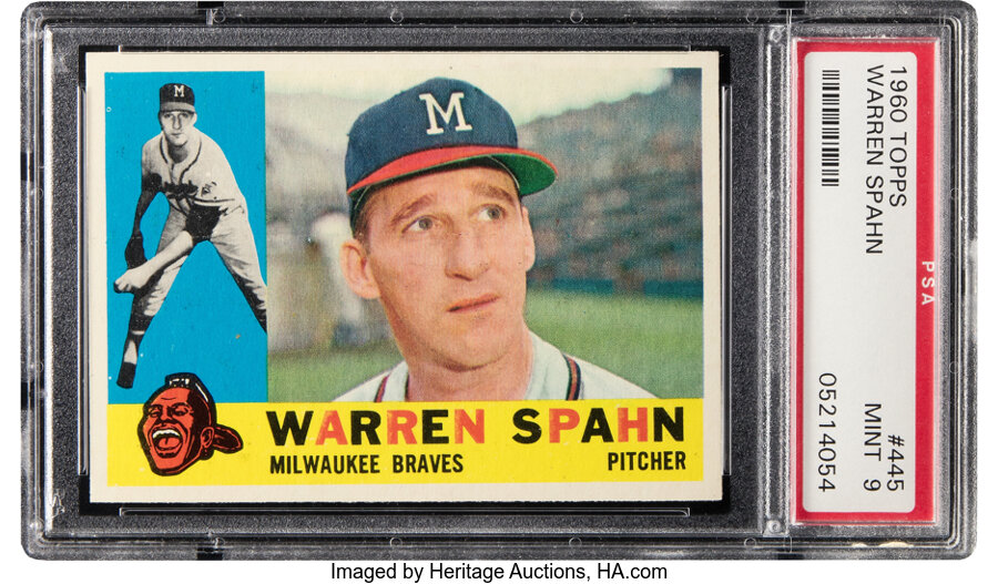 1960 Topps Warren Spahn #445 PSA Mint 9