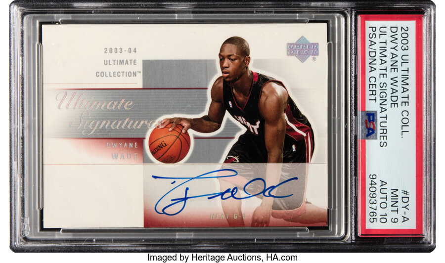 2003 Upper Deck Ultimate Collection Dwyane Wade (Ultimate Signatures) #DY-A PSA Mint 9, PSA/DNA Auto 10 - From the Yeow Exquis