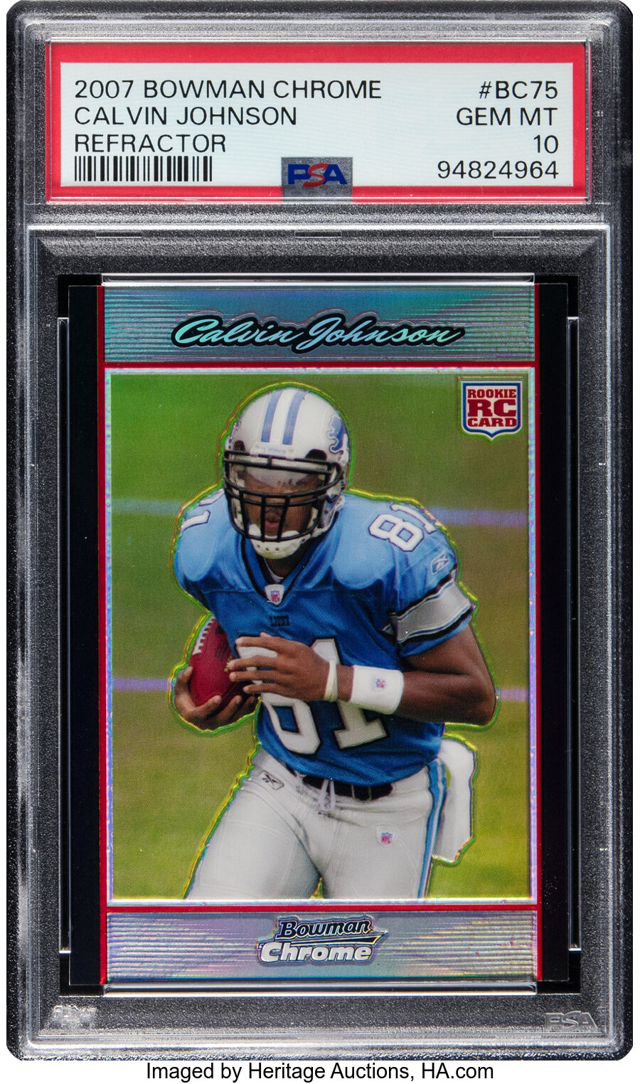 2007 Bowman Chrome Calvin Johnson (Refractor) #BC75 PSA Gem Mint 10