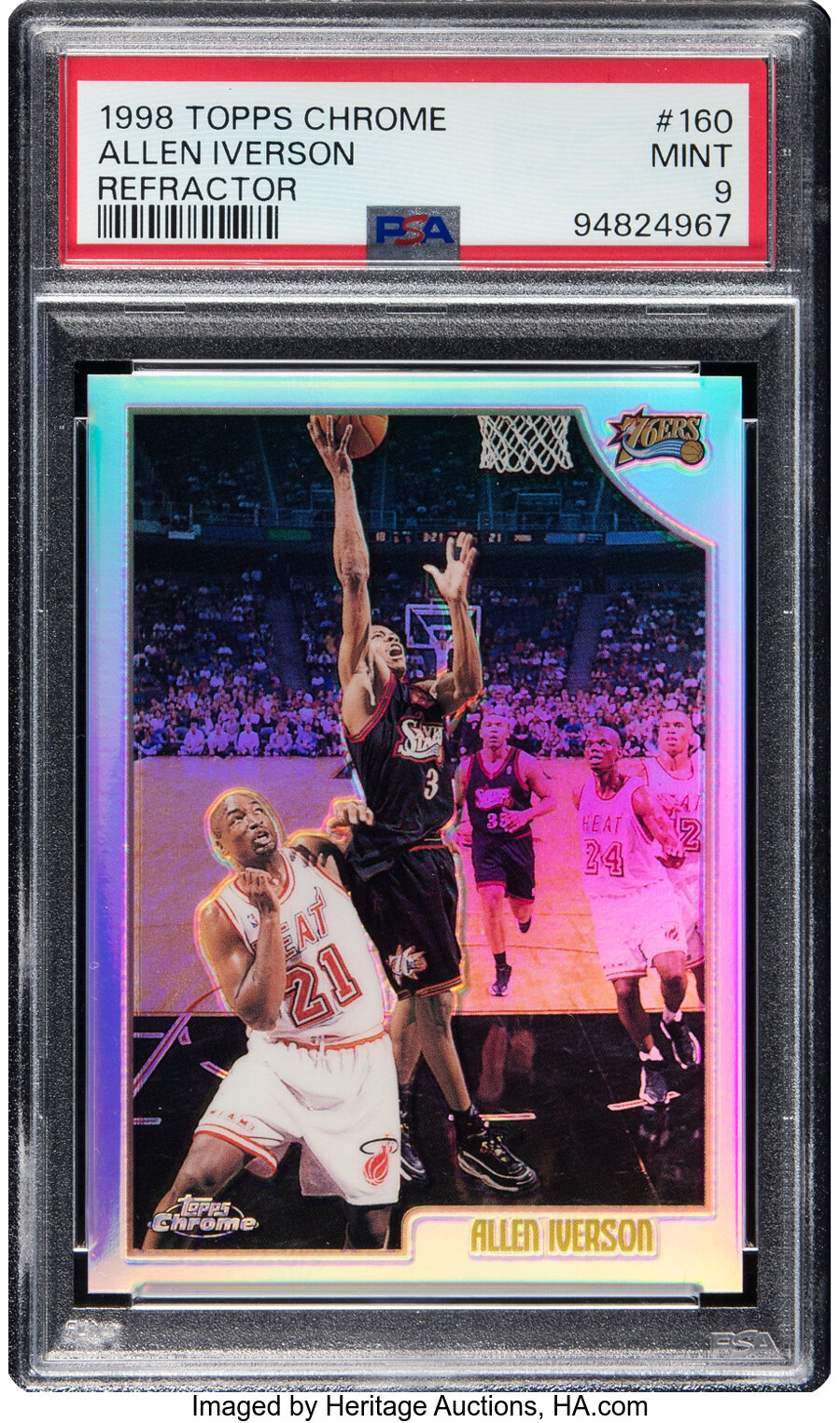 1998 Topps Chrome Allen Iverson (Refractor) #160 PSA Mint 9