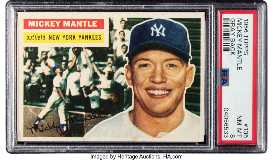 1956 Topps Mickey Mantle (Gray Back) #135 PSA NM-MT 8