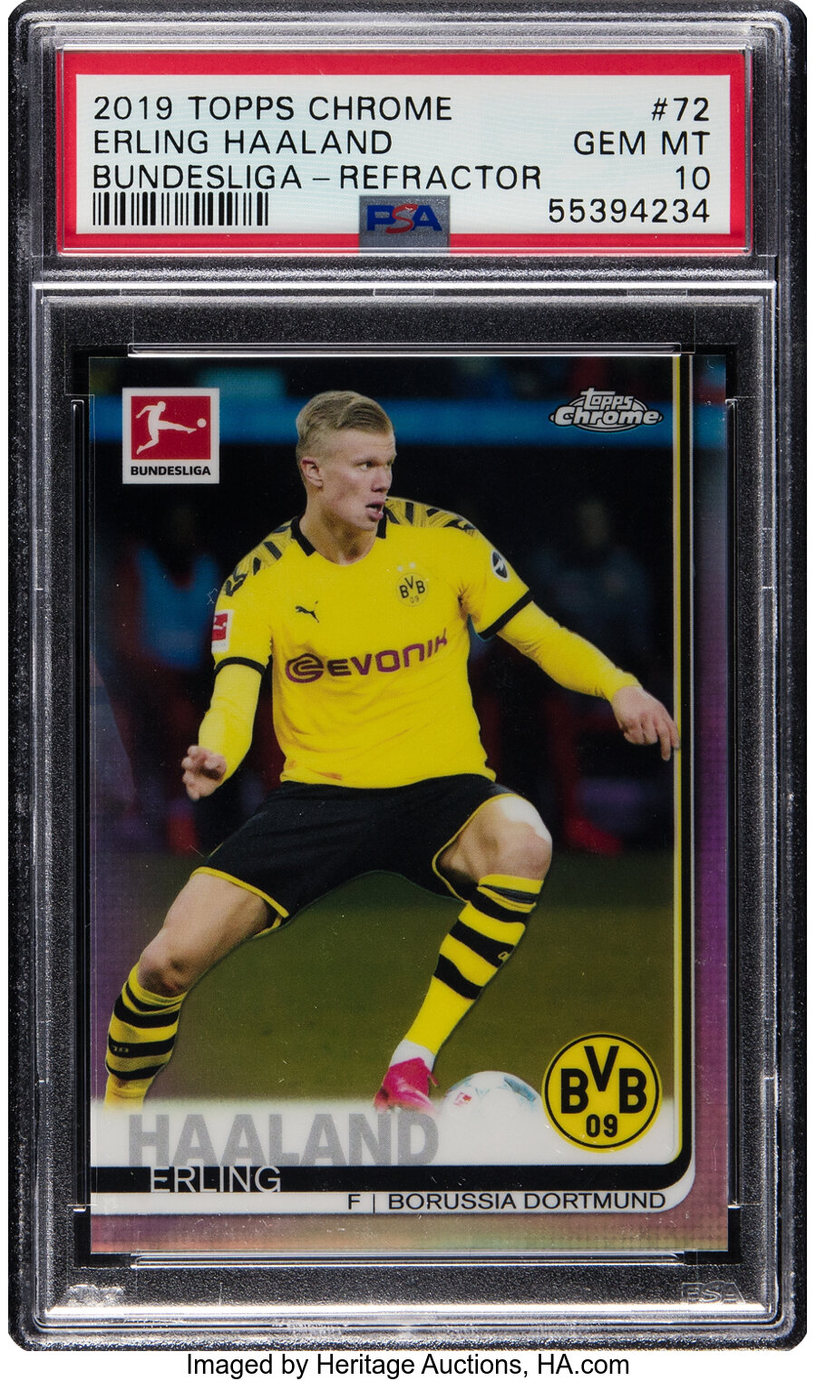 2019 Topps Chrome Erling Haaland (Bundesliga-Refractor) Rookie #72 PSA Gem Mint 10