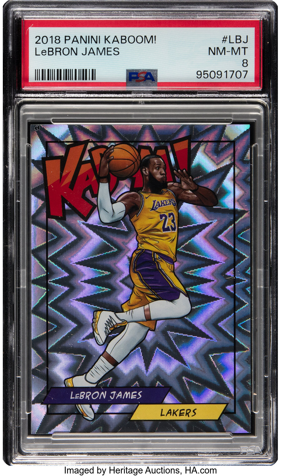 2018 Panini Kaboom! Lebron James #LBJ PSA NM-MT 8