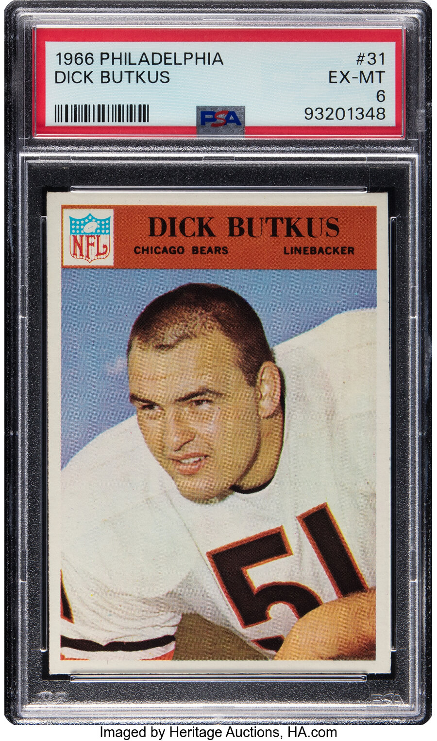 1966 Philadelphia Dick Butkus Rookie #31 PSA EX-MT 6