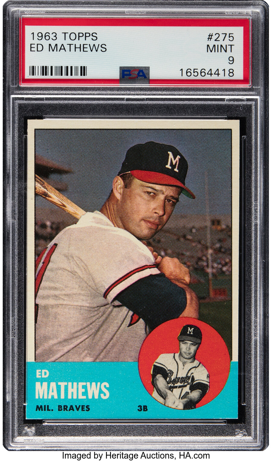 1963 Topps Eddie Mathews #275 PSA Mint 9